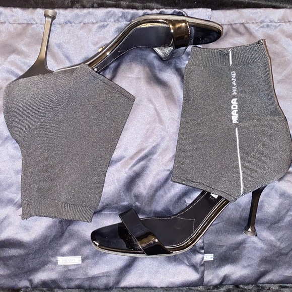 Prada Prada D'Orsay Black Stretch Sandal - Picture 5 of 8